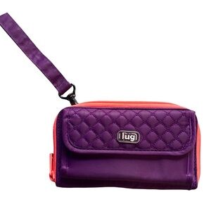 Lug Kickflip Convertible RFID Wallet/Wristlet Purple Neon Orange